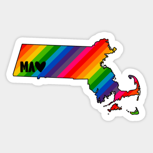 USA States: Massachusetts (rainbow) Sticker